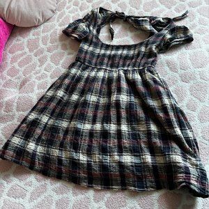 Urban Outfitters || Simone Plaid Tie-Back Babydoll Dress ||